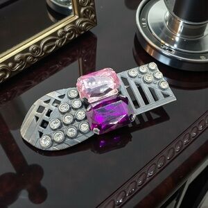 Vintage Unmarked Ermani Bulatti Art Deco Inspired Geometric Brooch